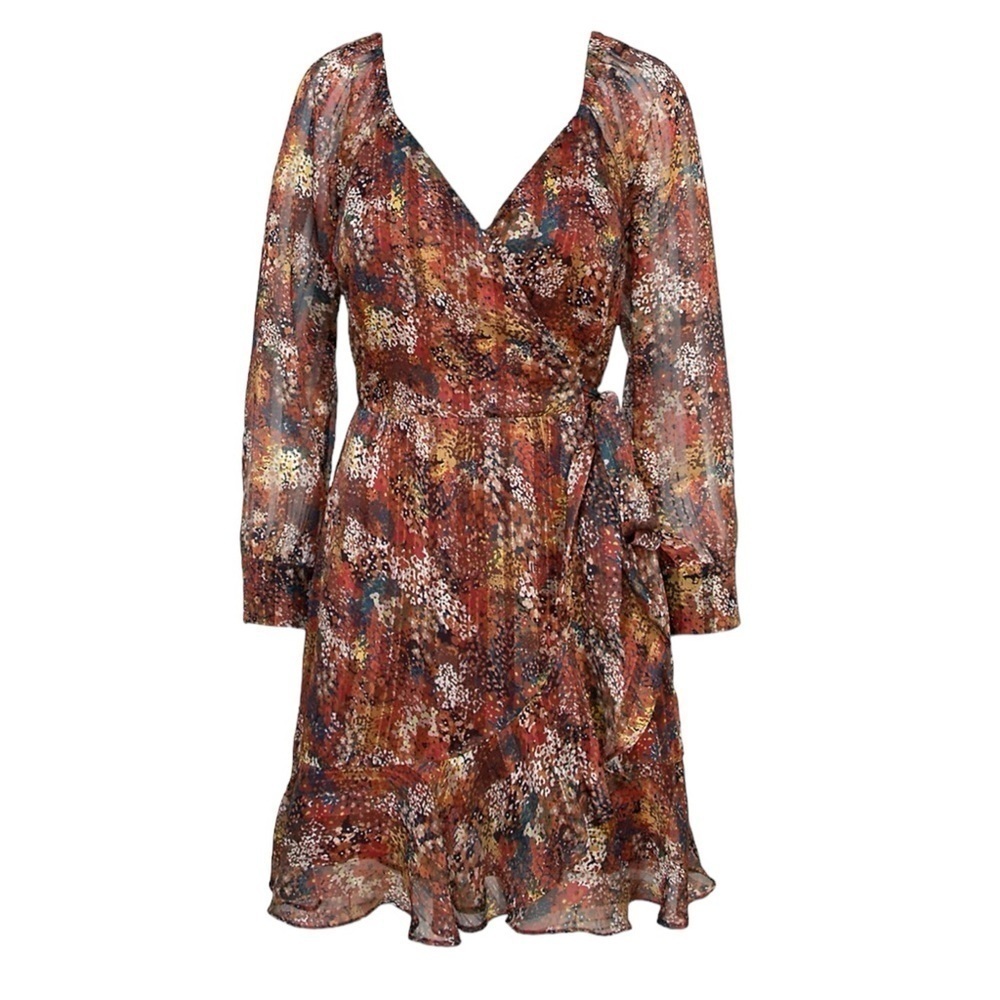 Adelyn Rae Faux Wrap Chiffon Dress
